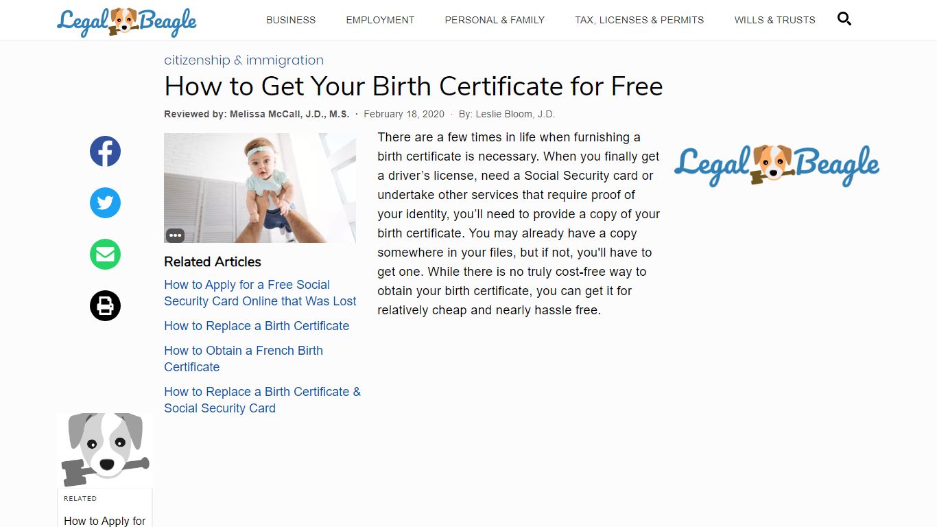 How to Get Your Birth Certificate for Free | Legal Beagle